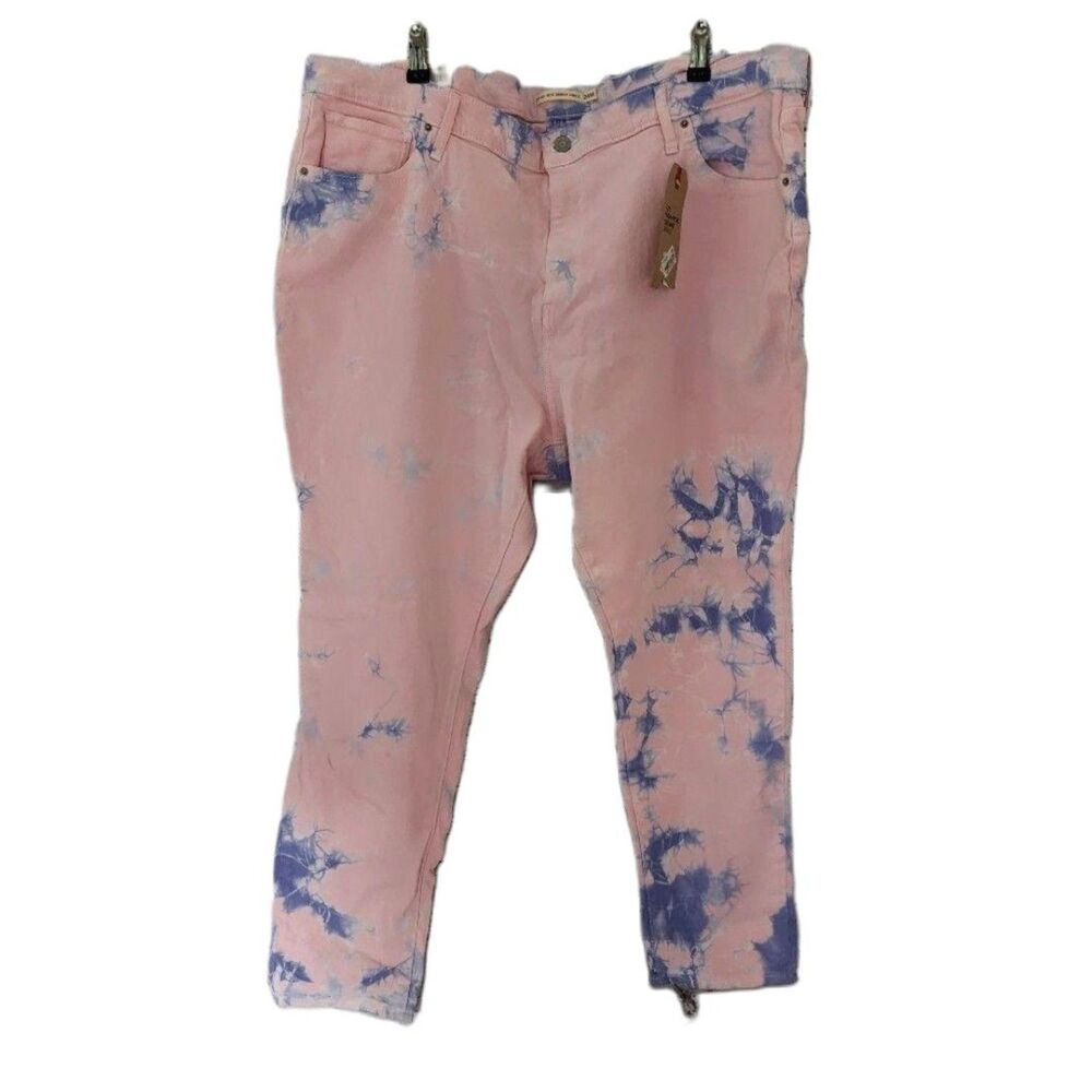 Levi's 721 High Rise Skinny Ankle Jeans Pink Blue Tie Dye Plus Size 20W NWT